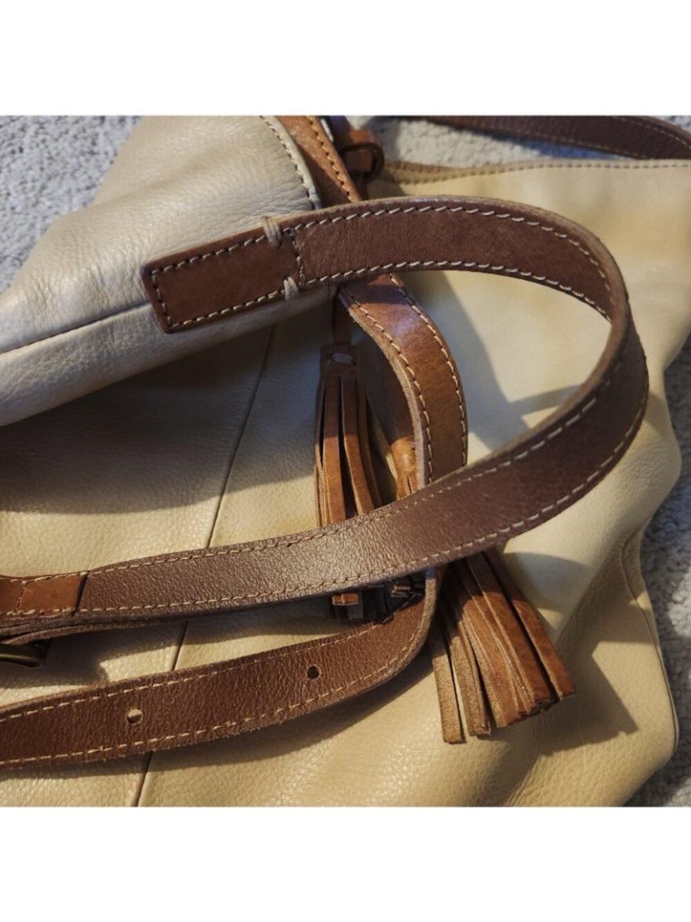 J. Jill Leather Crossbody Hobo Bucket Bag Boho Hippie Purse - Picture 5 of 15